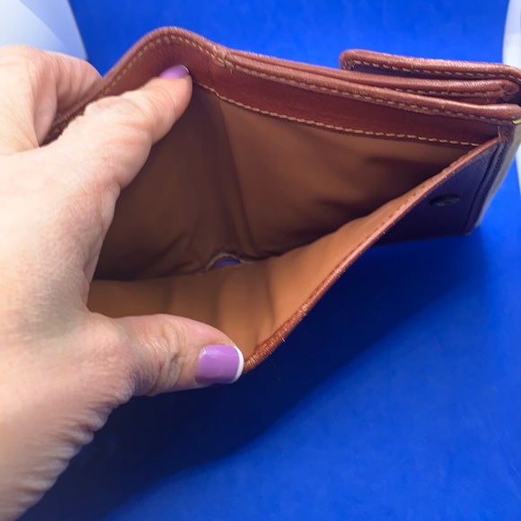 Auth CELINE Macadam Yellow Dark Brown Denim Leather Double-hook Wallet - Picture 8 of 15